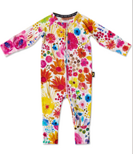 Load image into Gallery viewer, Field of Dreams in Colour Organic LS Zip Romper
