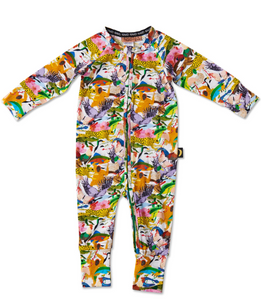All Creatures Great and Small Organic LS Zip Romper