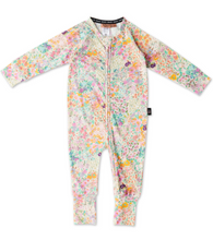 Load image into Gallery viewer, Little Bit Ditsy Organic LS Zip Romper