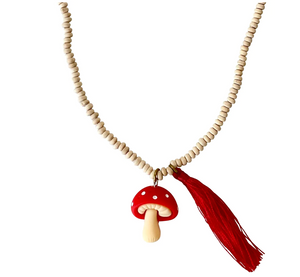 Ruby Red Mushroom Bead Necklace