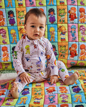 Load image into Gallery viewer, Kip&Co X Rainbow Brite Star Shower Organic LS Zip Romper
