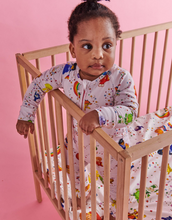 Load image into Gallery viewer, Kip&Co X Rainbow Brite Star Shower Organic LS Zip Romper