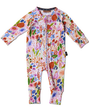 Load image into Gallery viewer, Meandering Meadow Organic LS Zip Romper
