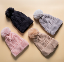 Load image into Gallery viewer, Braided Twist Pompom Beanie - 4 Colour Options