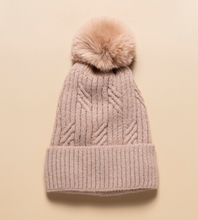 Load image into Gallery viewer, Braided Twist Pompom Beanie - 4 Colour Options