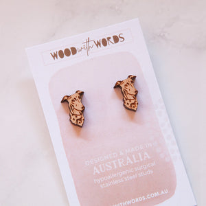 Wood With Words Stud Earrings