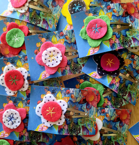 Felt Flower Snap Clips