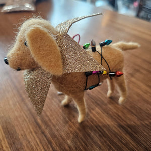 Wool Christmas Lights Dog with Star