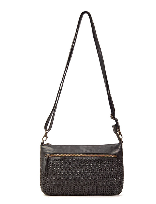 Bendigo Leather Woven Cross Body Bag Black