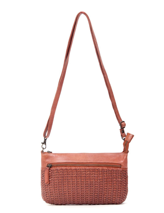 Bendigo Leather Woven Cross Body Bag Cognac