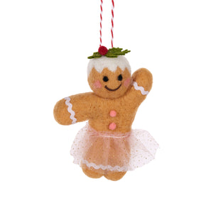 Wool Gingerbread Ballerina Hanging Xmas Ornament
