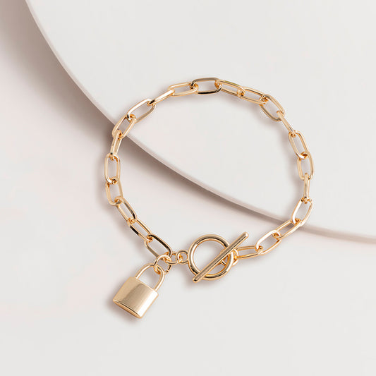 Classic Padlock Fob Bracelet - Gold