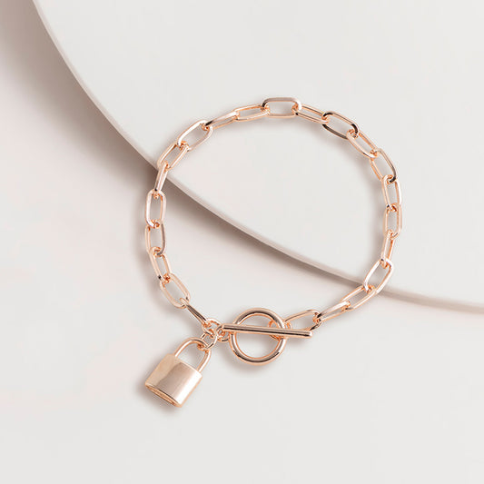 Classic Padlock Fob Bracelet Rose