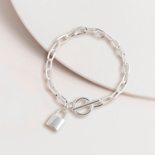 Classic Padlock Fob Bracelet Silver