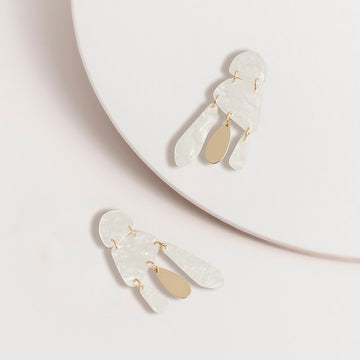 Abstract Drop Earrings Cream