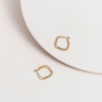 Curvy Square Hoop Earrings Gold