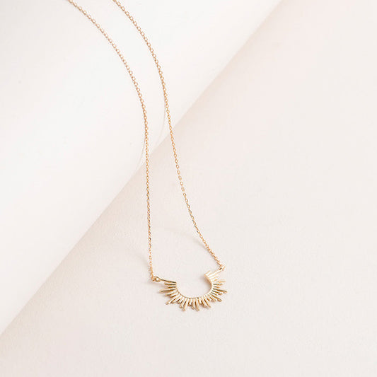 Gold Half Sun Pendant Necklace