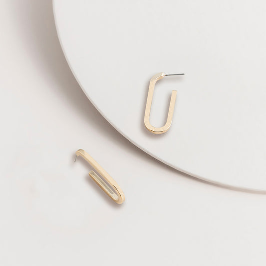 Gold Modern Curve Hoop Earrings