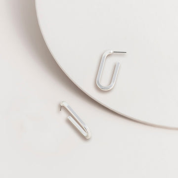 Silver Modern Curve Hoop Earrings