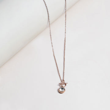 Crystal Bezel Fob Necklace Rose
