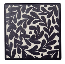 Load image into Gallery viewer, Ceramic Coaster Set - Leaves in Black &amp; White
