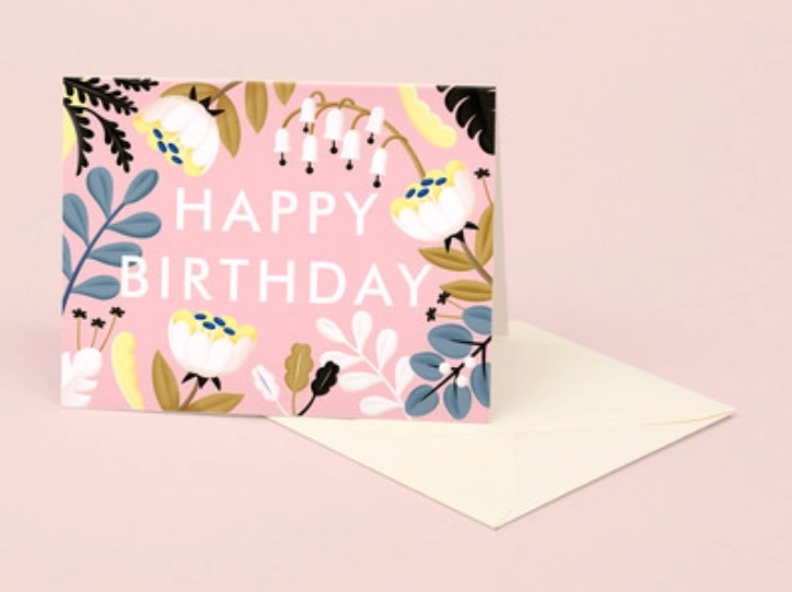 Forest WIldflowers Blush Birthday - card