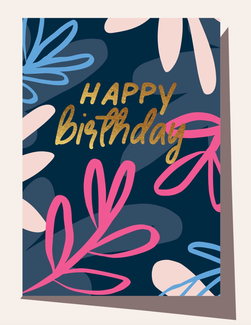 Foliage Navy Birthday - Card