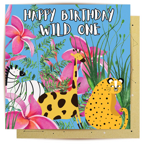 Greeting Card Frangipani Wild One Birthday