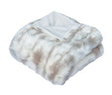 Load image into Gallery viewer, White Lynx Faux Fur Throw - Ivory &amp; Silver Grey
