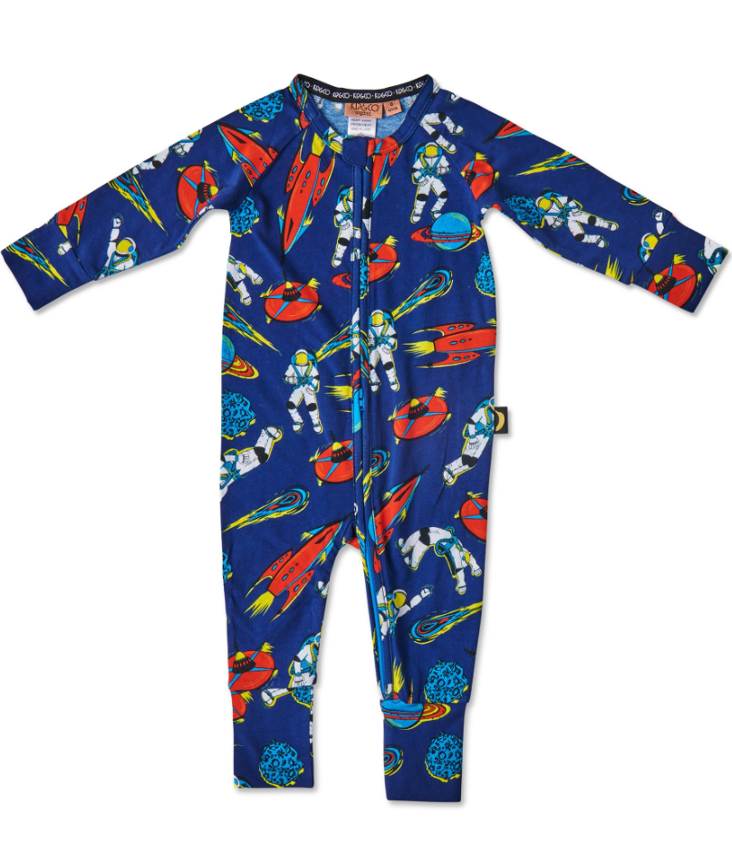 Outer Space Organic LS Zip Romper