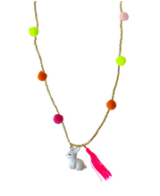 Load image into Gallery viewer, Rabbit Necklace with Pom Poms
