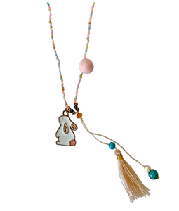 Blush Bunny Necklace with Tassel