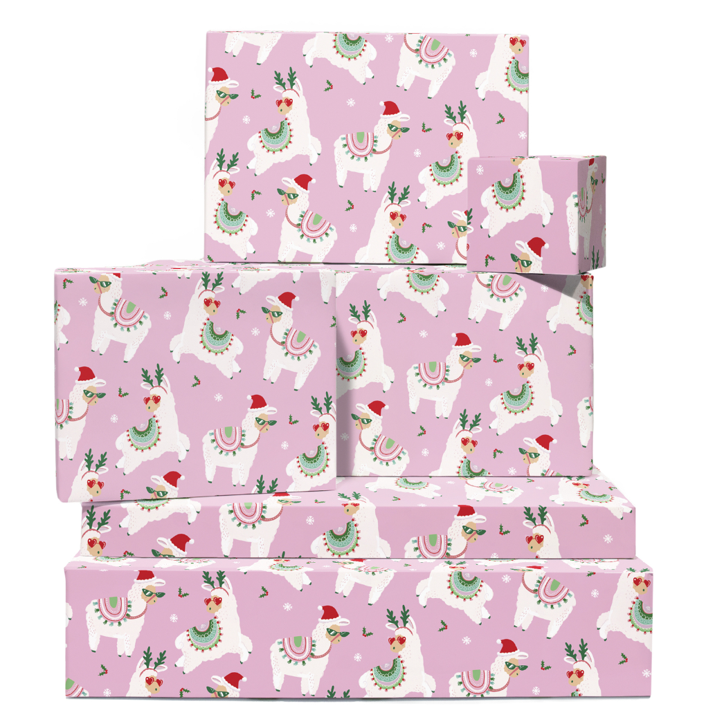 Christmas Llamas Wrapping Paper - Single Sheet