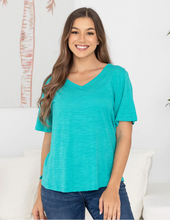 Load image into Gallery viewer, Cotton V Neck Tee - Emerald - LAST ONE
