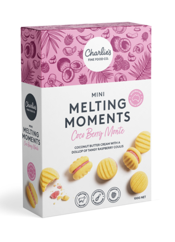 Charlie's Mini Melting Moments - 100g Box - 2 Flavours