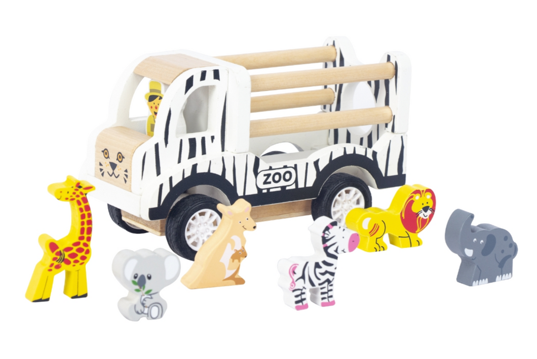 Wooden Pullback Zoo Truck