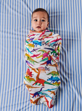 Load image into Gallery viewer, Dino Max White Bamboo Baby Swaddle
