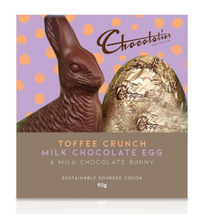Chocolatier Toffee Crunch Milk Chocolate Egg & Milk Chocolate Bunny - 90g