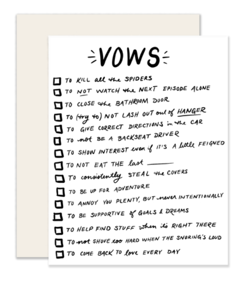 Vow Checkboxes - Card