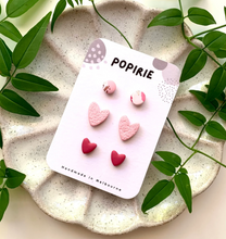 Load image into Gallery viewer, Popirie Heart 3 pack Stud Set
