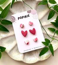 Load image into Gallery viewer, Popirie Heart 3 pack Stud Set
