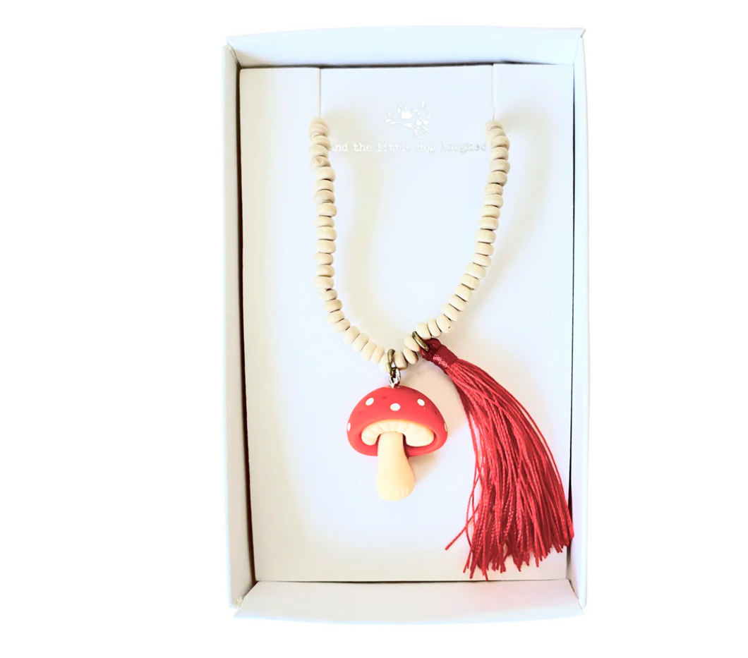 Ruby Red Mushroom Bead Necklace