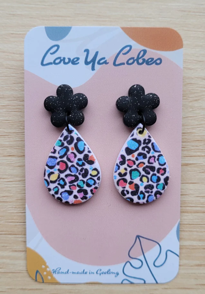 Love Ya Lobes Rainbow Leopard Peta-Flower Earrings
