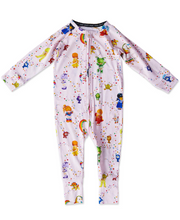 Load image into Gallery viewer, Kip&amp;Co X Rainbow Brite Star Shower Organic LS Zip Romper
