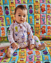 Load image into Gallery viewer, Kip&amp;Co X Rainbow Brite Star Shower Organic LS Zip Romper
