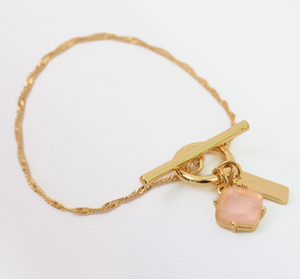 Love Lunamei Healing Bracelet in Gold with Rose Quartz