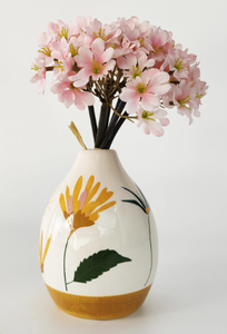 Cassia Floral Ceramic Vase - Peach