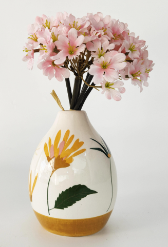 Cassia Floral Ceramic Vase - Peach