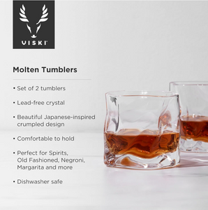 Viski Crystal Molten Tumblers - Set of 2