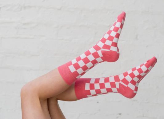 Pink Clay Check Socks